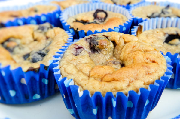 Gluten Free Low Sugar Banana Blueberry Muffins