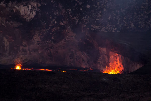 See Molten Lava on the Big Island - Halemaʻumaʻu Crater double splash