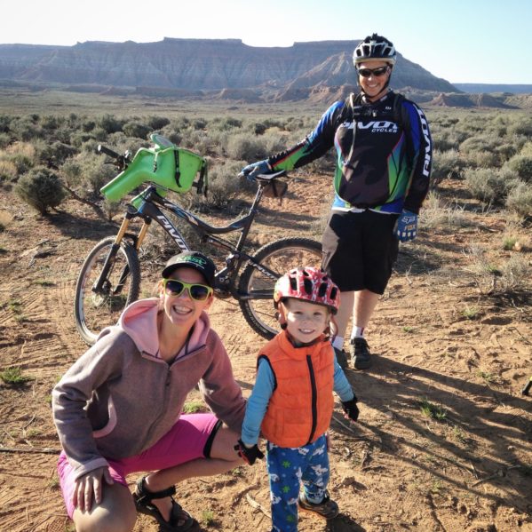 Kristen and her family out on the trail